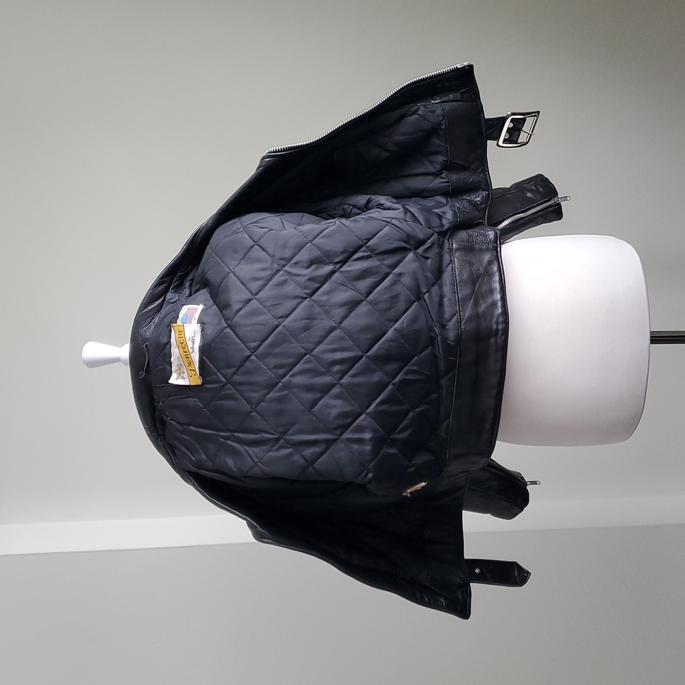 Vintage Schott Perfecto Womens 108W '90s Black Leather Motorcycle Jacket Sz 12 - Picture 13 of 16